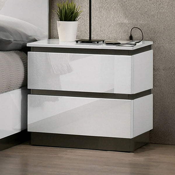 BIRSFELDEN - Nightstand w/ USB, White - FOA7225WH-N