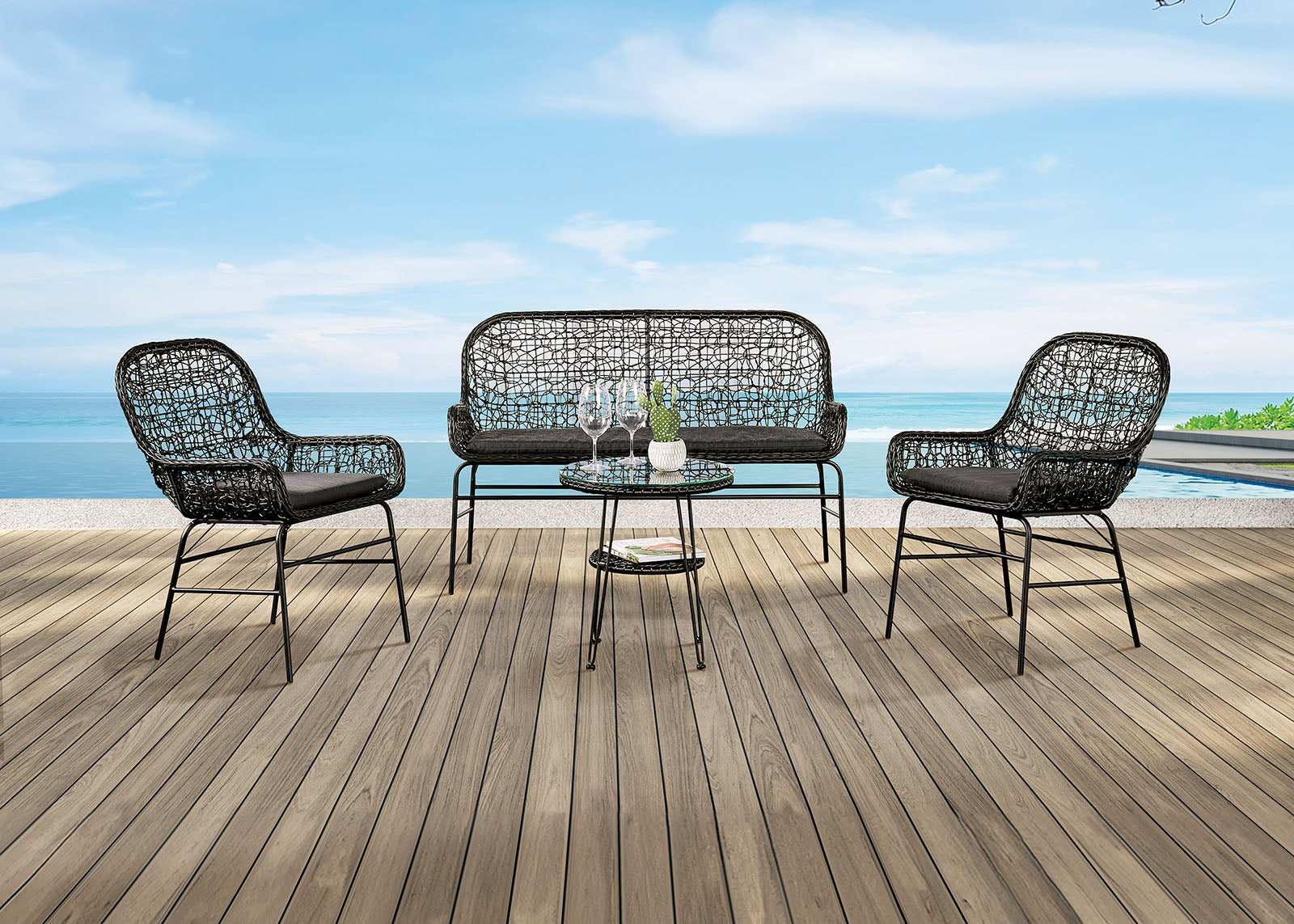ZALIKA - Patio Bench - FM80010BK-BN