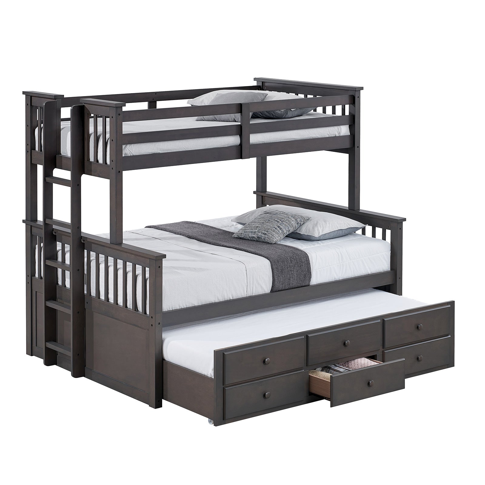 UNIVERSITY - Twin/Full Bunk Bed, Stain Gray - FM-BK458F-GY-BED