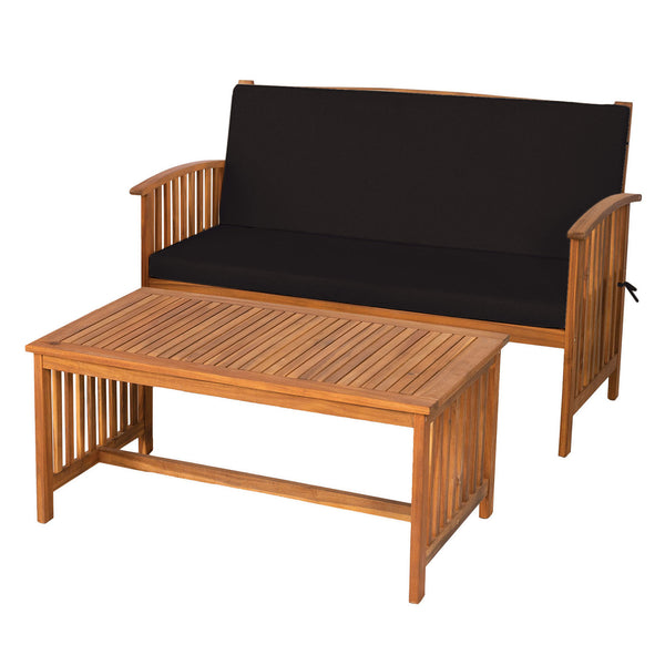 KYUSHU - Table + Loveseat, Black/Natural - GM-1022BK-2PK