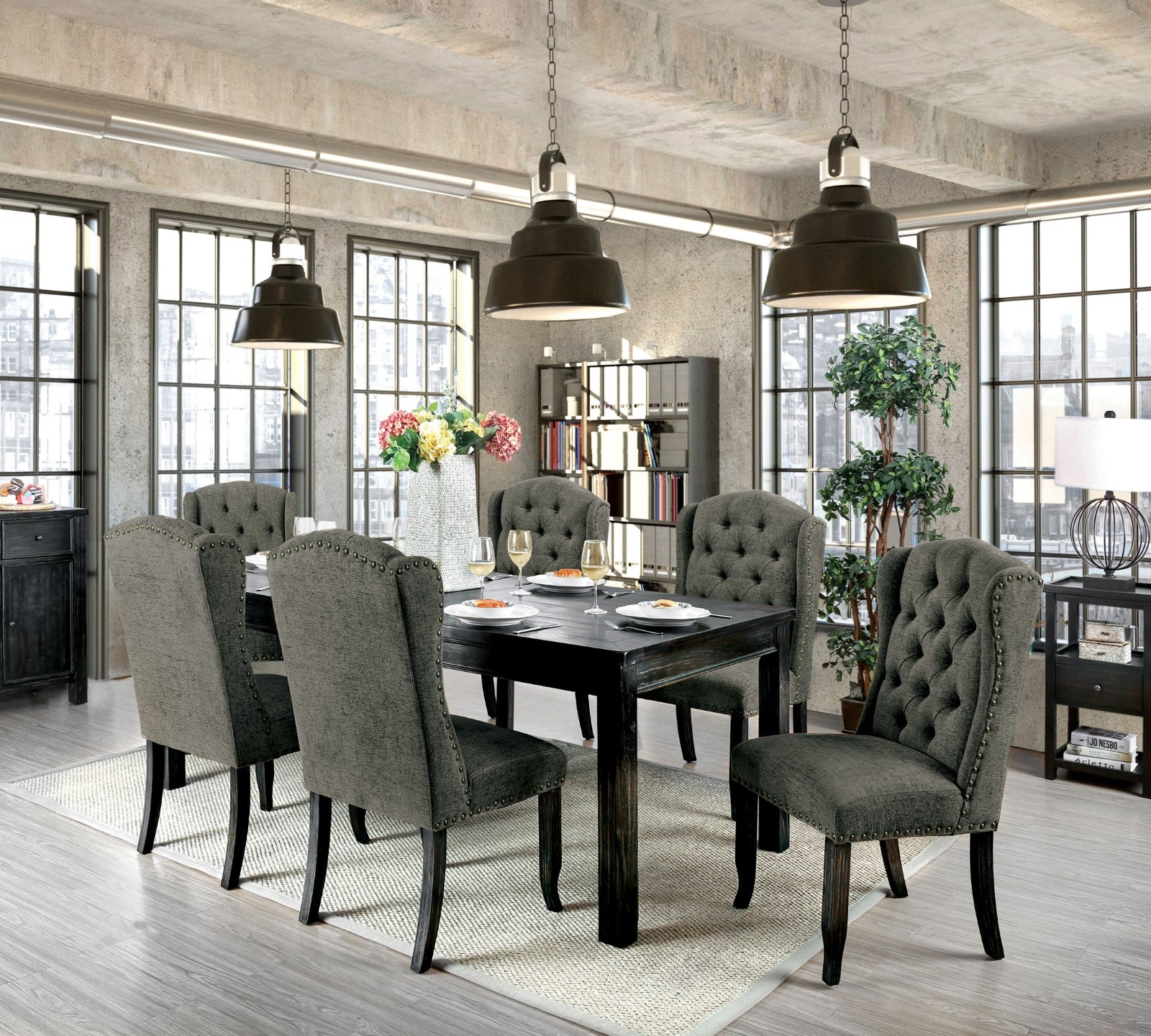 SANIA - 9 Pc. Dining Table Set - CM3324BK-T-84-9PC