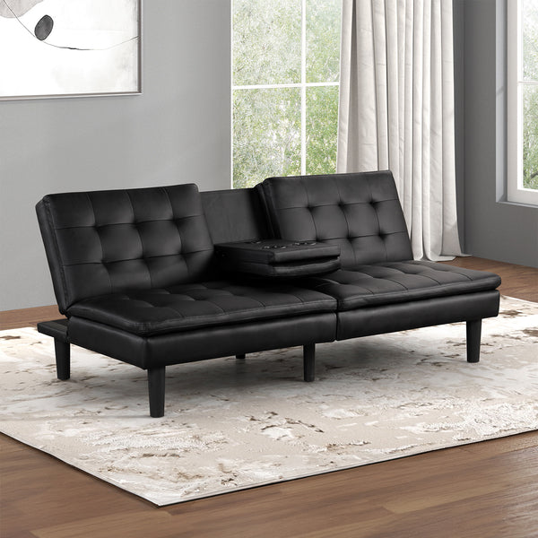 EIDSBERG - Futon Sofa Bed w/ Drop Down Table - FM2908BK