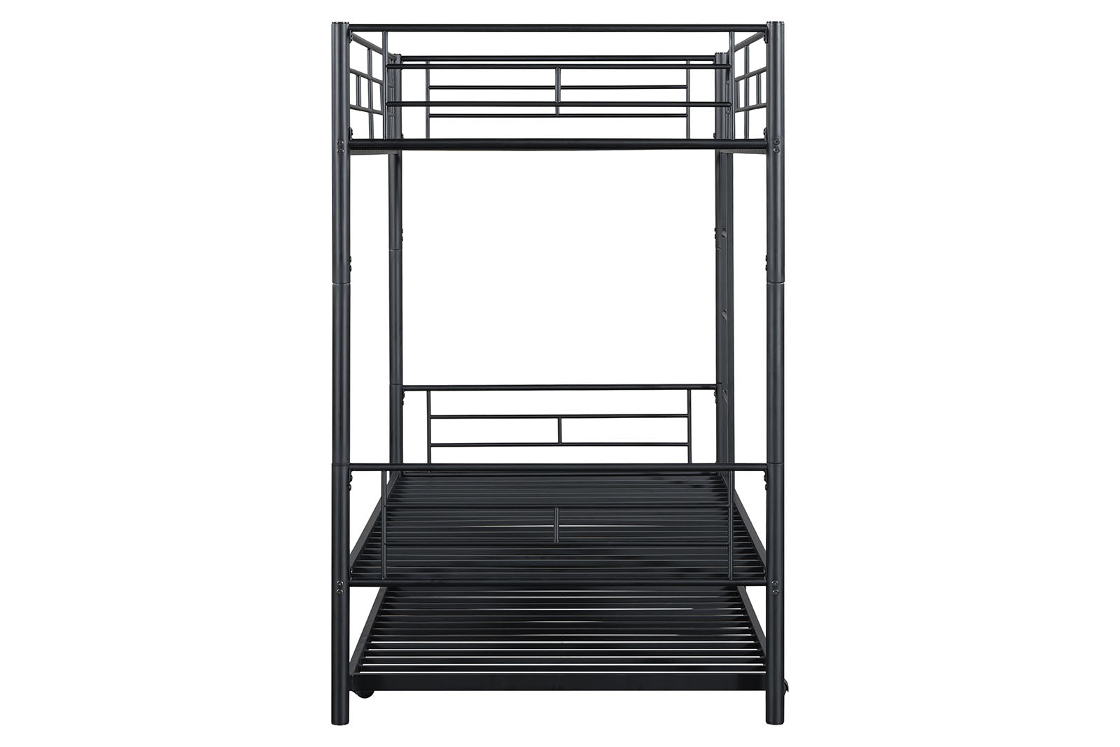 PHILOTUS - Twin/Twin Bunk Bed (K/D) + Trundle, Black - FM-BK906BK-TT
