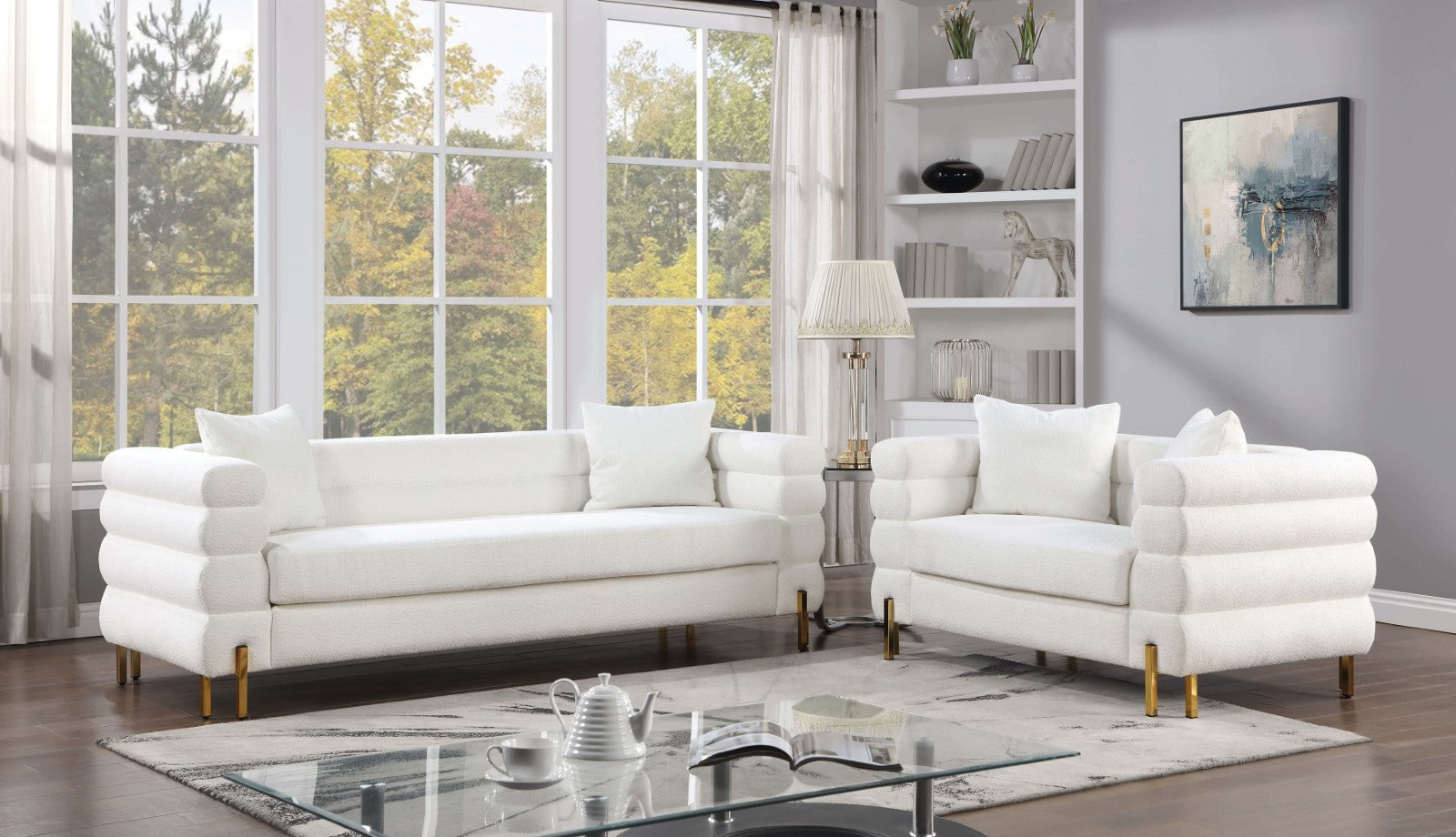 LANDOVERY - Sofa + Loveseat - CM6454WH-2PC