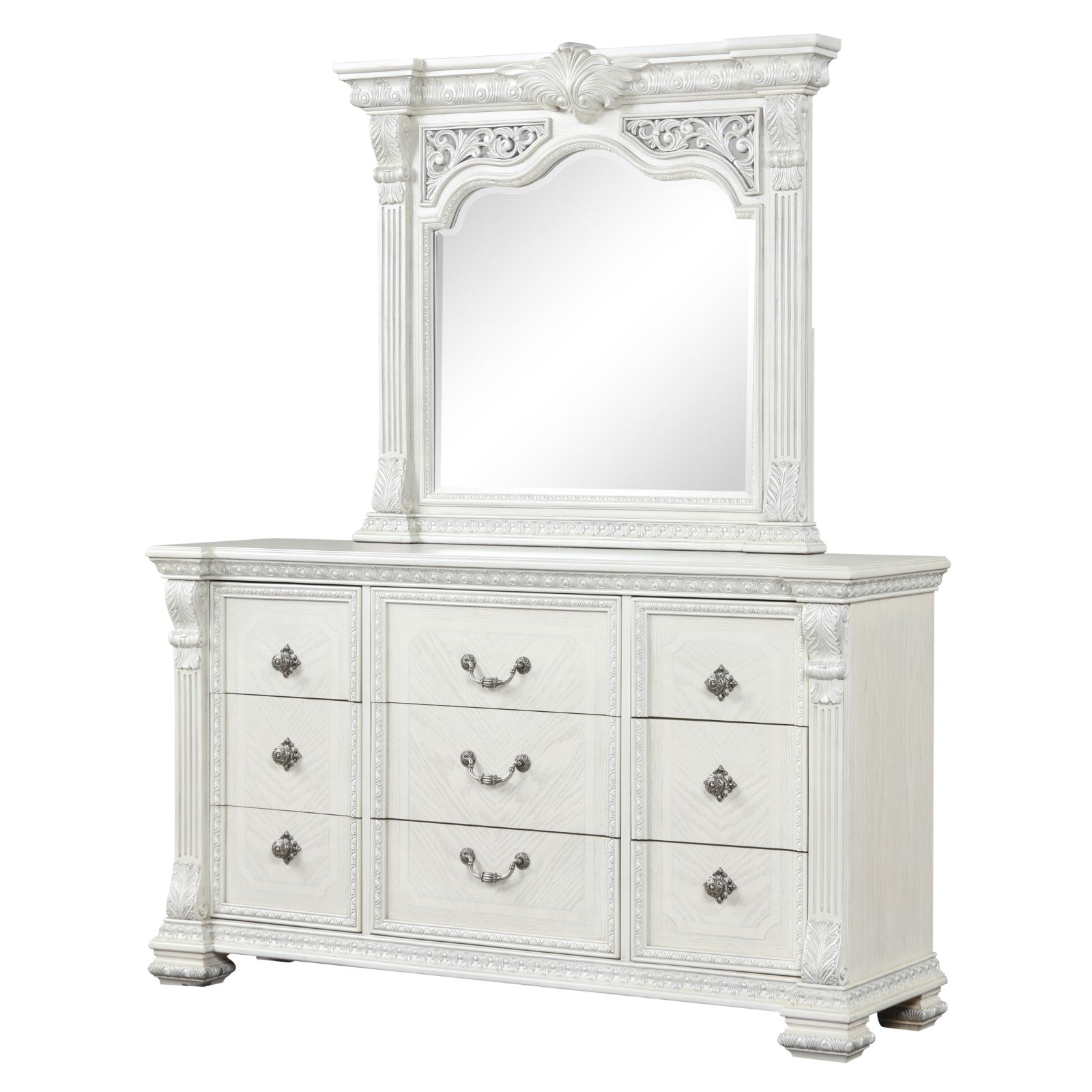 PROMENADE - Dresser w/Jewelry Box, Wire Brushed White - FM70001WH-D