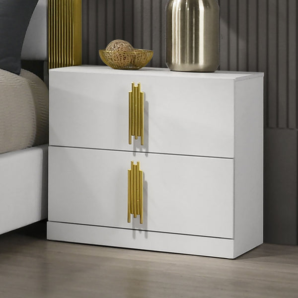 BASILDON - Nightstand, White/Gold - FM7271WH-N