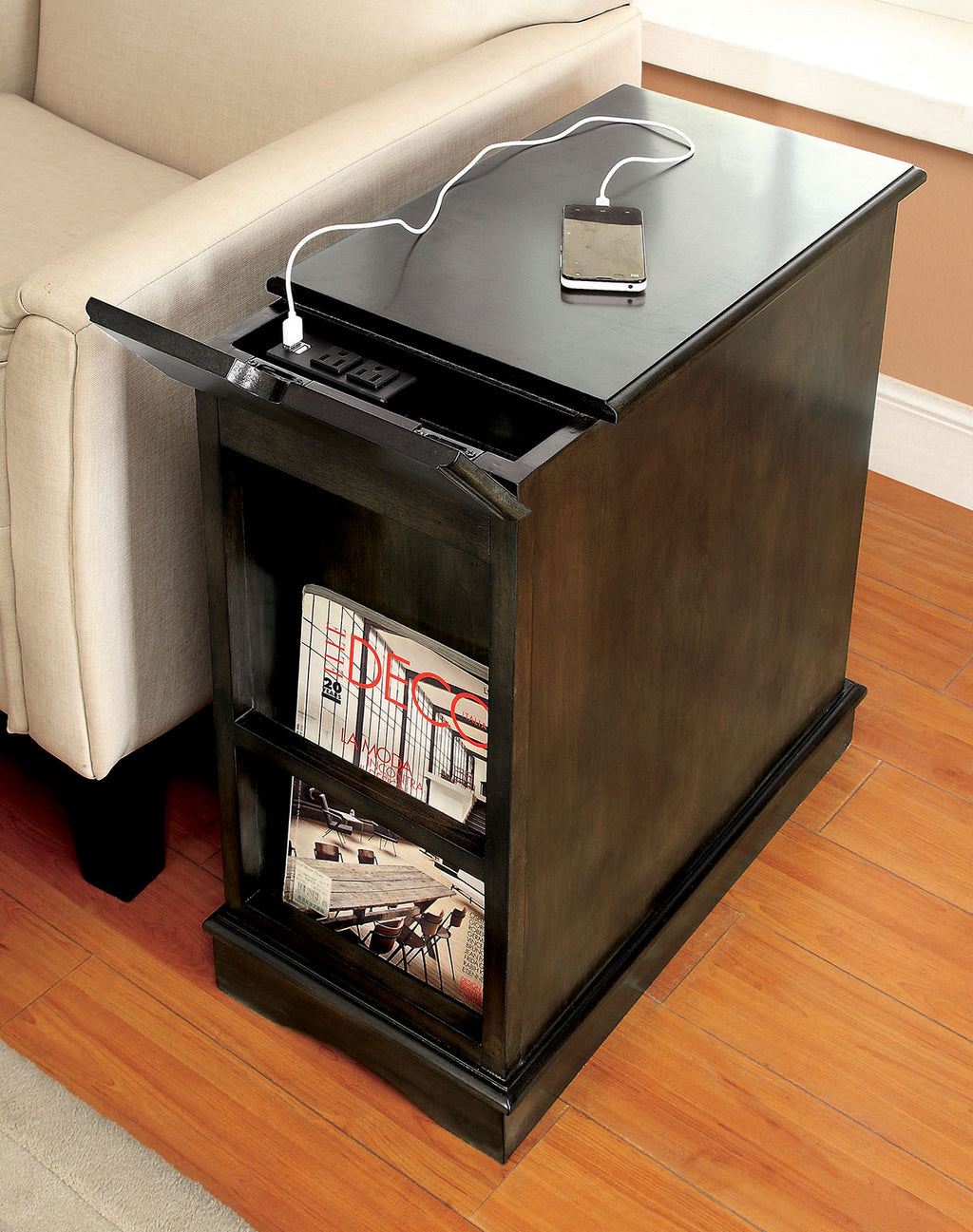 LILITH I - Side Table w/ USB - CM-AC171GY