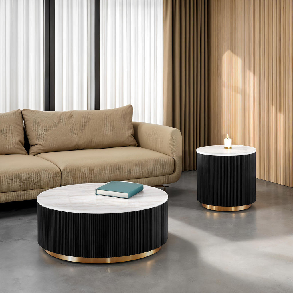 VIRDEN - Round Cocktail Table - FM47000BK-CR
