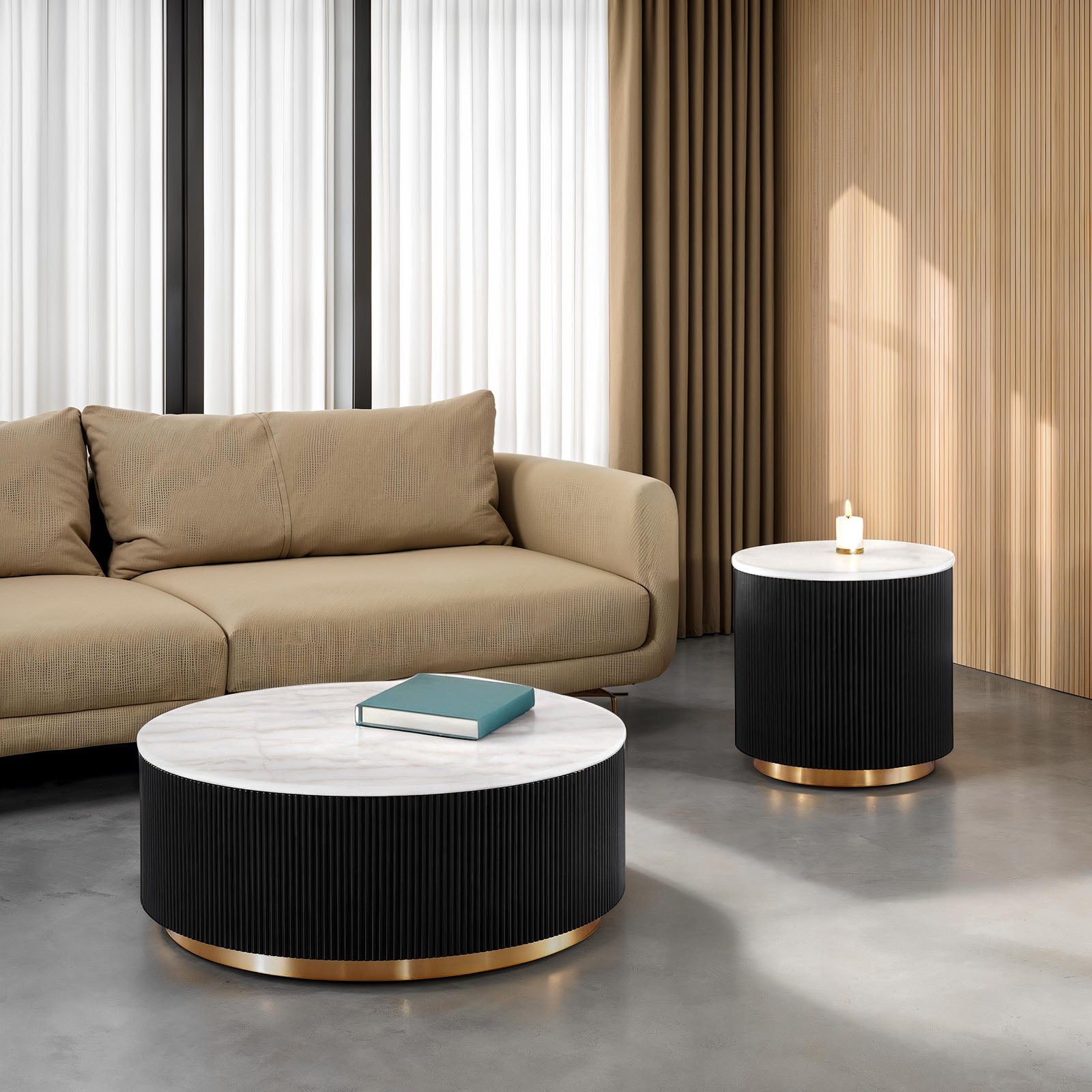 VIRDEN - Round Cocktail Table - FM47000BK-CR