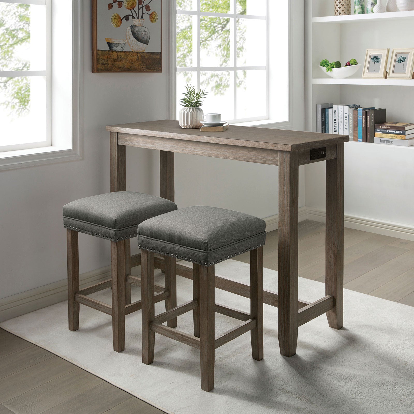 CAERLEON - 3 Pc. Counter Ht. Table Set - CM3474GY-PT-3PK