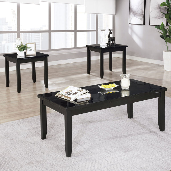 LODIVEA - 3 Pc. Coffee Table Set w/ Faux Marble - CM4544BK-3PK