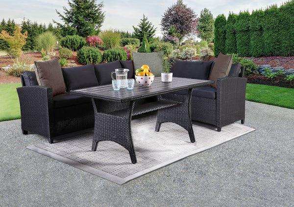 KIMARA - 3 Pc. Patio Dining Set, Black - FM80001BB-SET