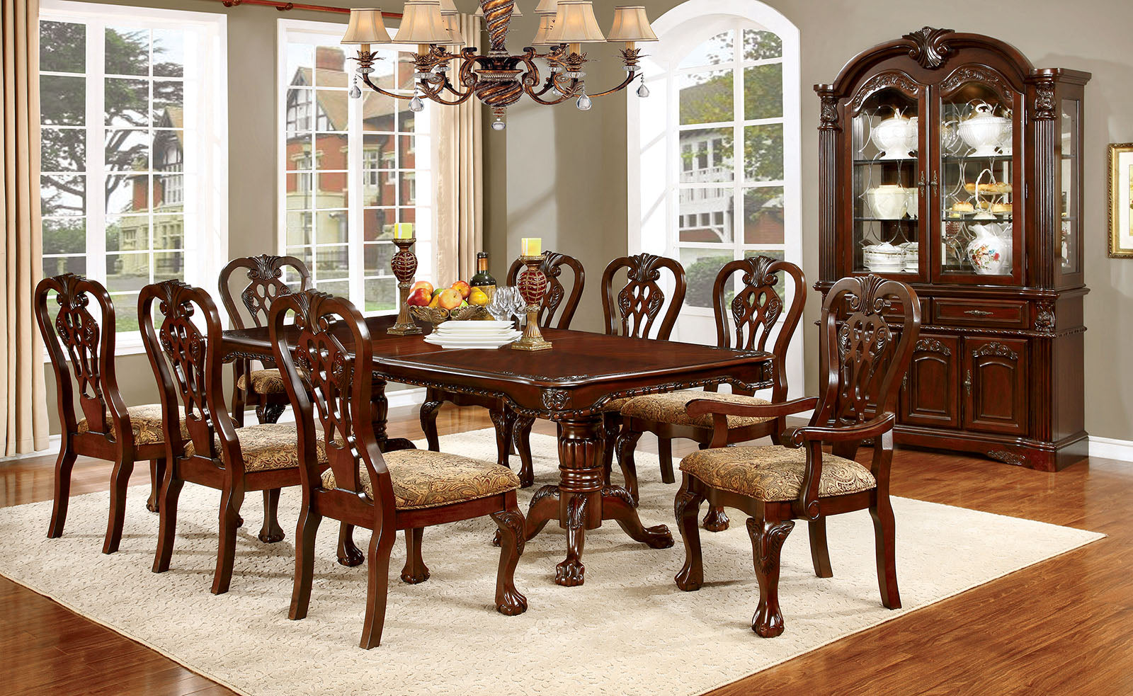 ELANA - 9 Pc. Dining Table Set (2AC+6SC) - CM3212T-9PC