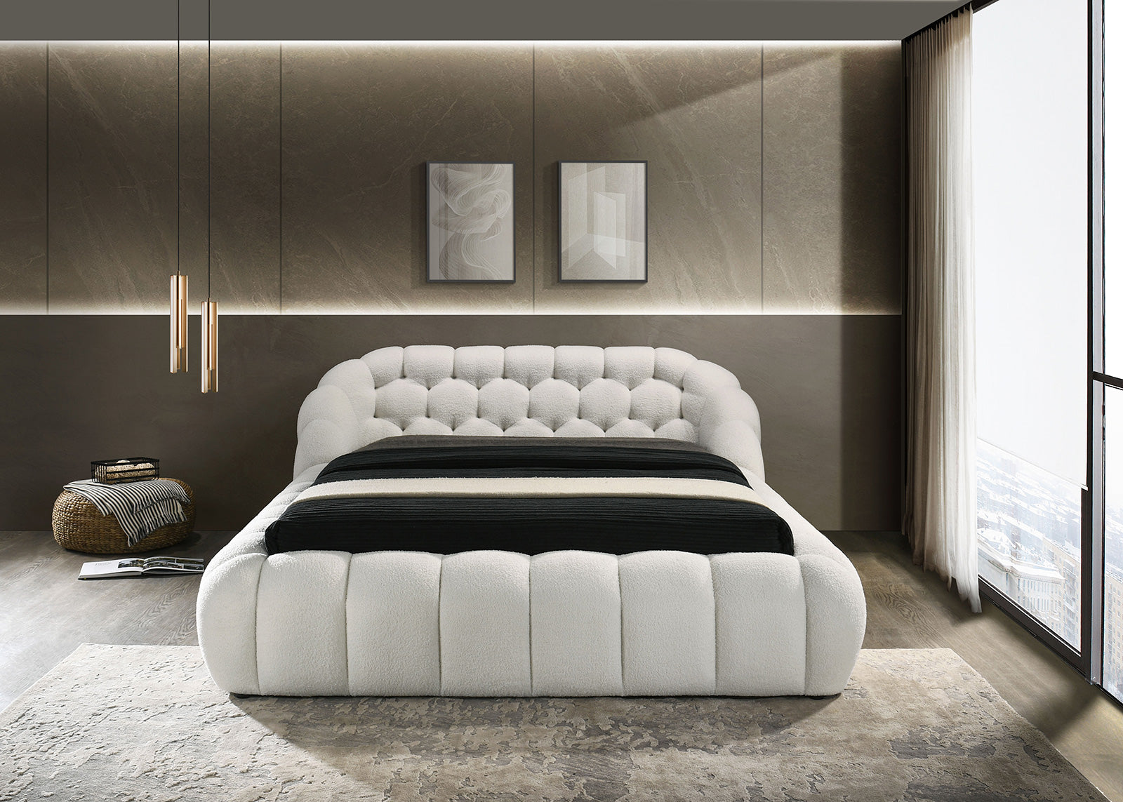 NEWQUAY - E.King Bed, White - FM7260WH-EK-BED