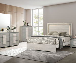 LINCOLT - Queen Bed, White Wash - FM7201WH-Q-BED