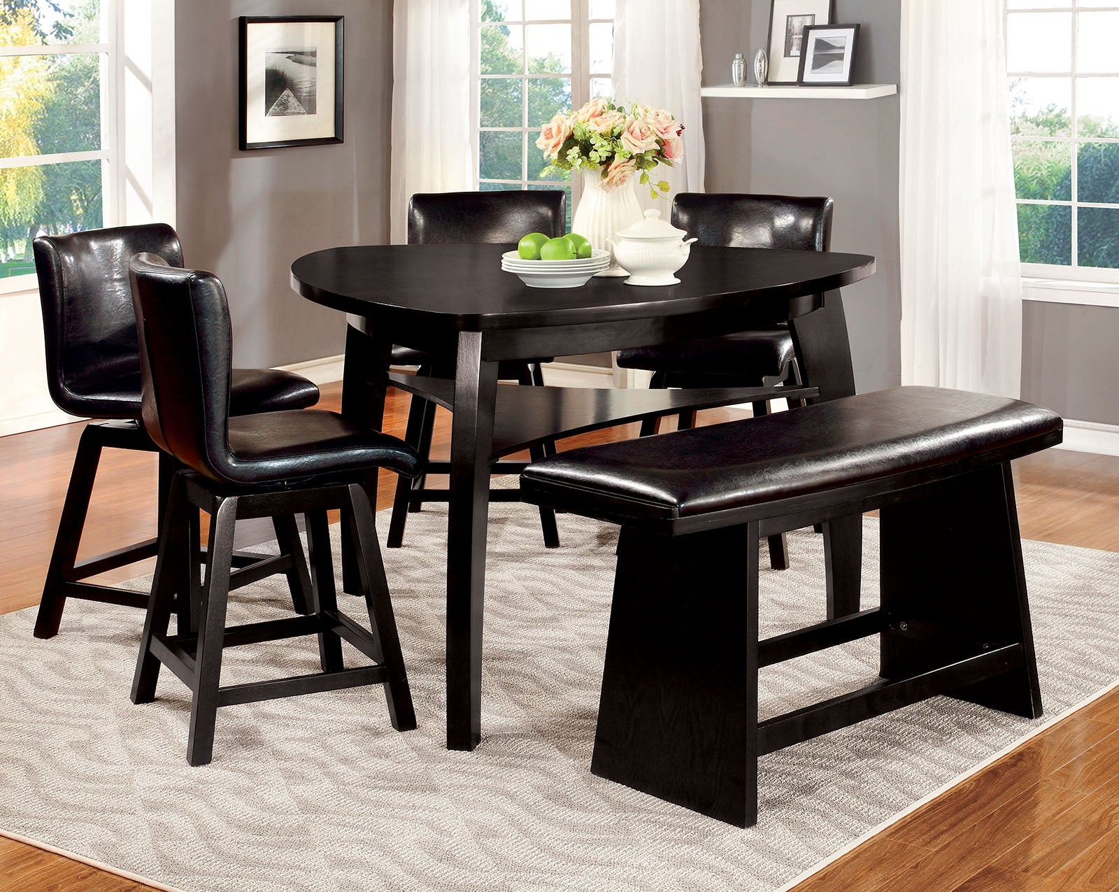 HURLEY - 6 Pc. Counter Ht. Table Set w/ Bench - CM3433PT-6PC