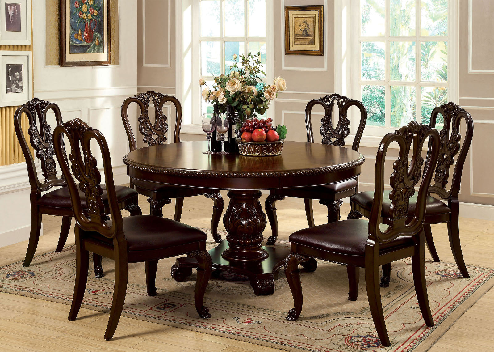 BELLAGIO - 7 Pc. Dining Table Set - CM3319RT-7PC-FABRIC