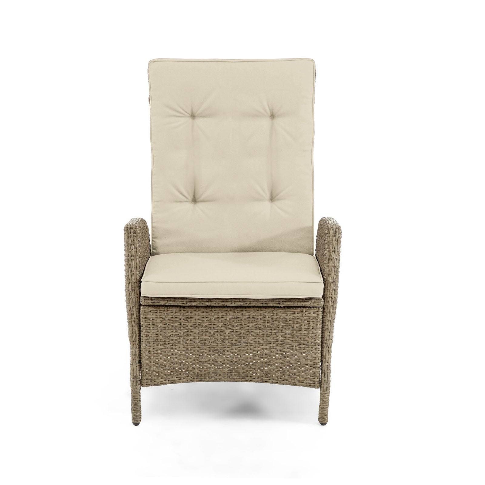 MACKAY - 2 Reclining Chairs + 2 Ottomans, Beige/Natural Teak - GM-2002-4PC
