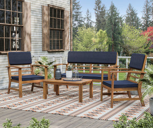 HANA - 4 Pc. Patio Set, Denim Blue/Natural - GM-1020BL-4PK