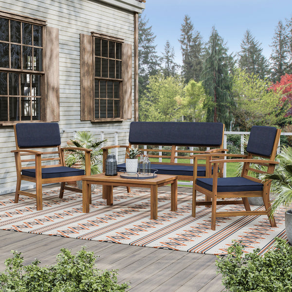 HANA - 4 Pc. Patio Set, Denim Blue/Natural - GM-1020BL-4PK