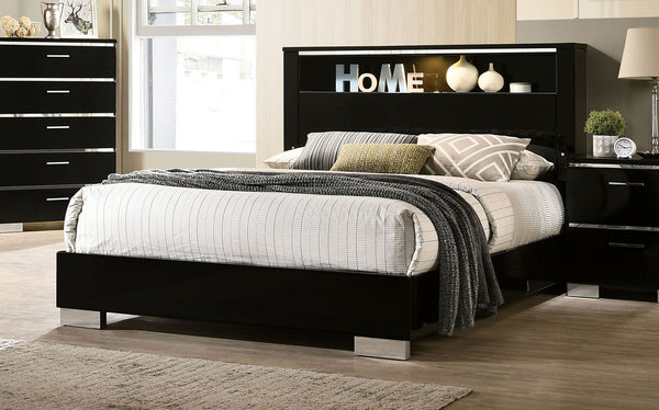 CARLIE - Cal.King Bed, Black - FOA7039CK-BED