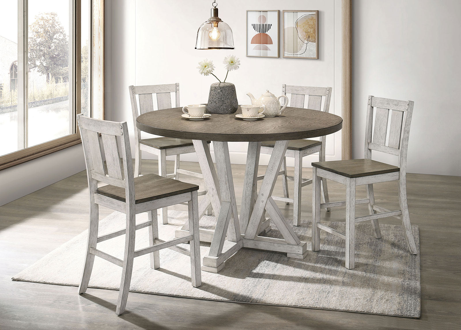 DAKOTA - 5 Pc. Round Counter Ht. Table Set - CM3289BR-RPT-48-5PC