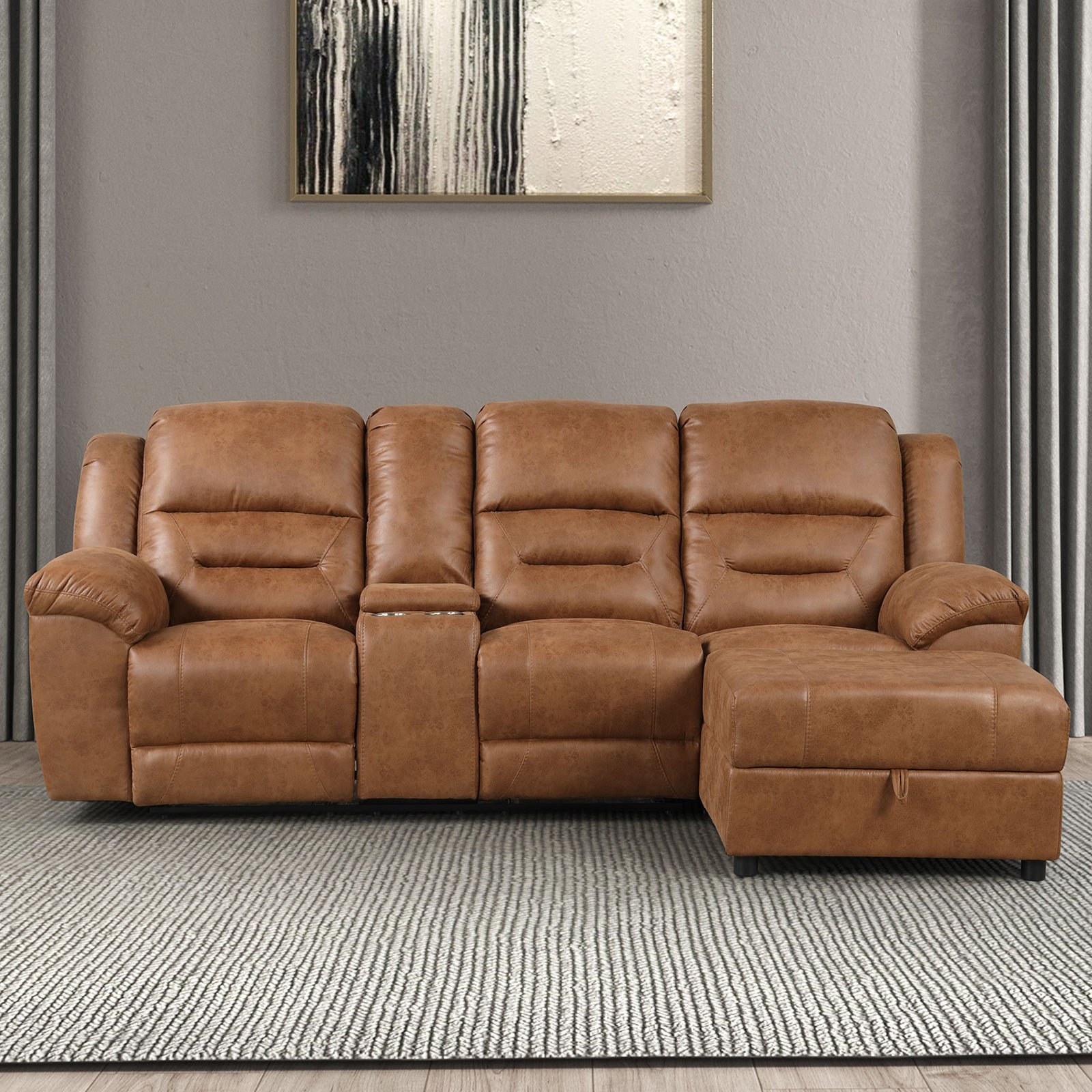 SEPTIMUS - Sectional, Saddle Brown - TM6028BR-SECT
