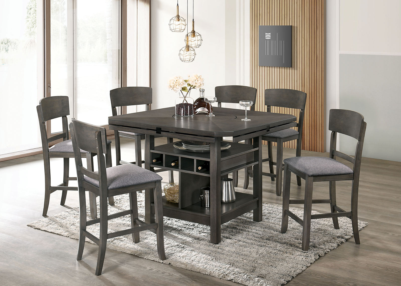 STACIE - Counter Ht. Round Dining Table - CM3733GY-RPT-TABLE