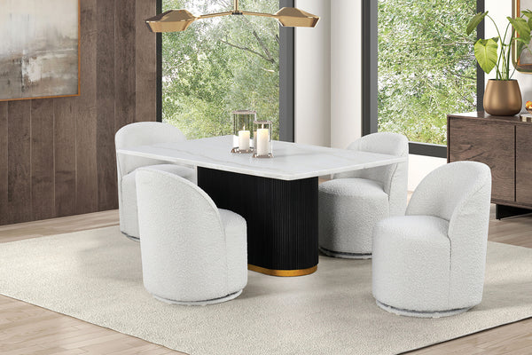 MORGES - 5 Pc. Dining Table Set - FM3432WH-T-5PC-01WH