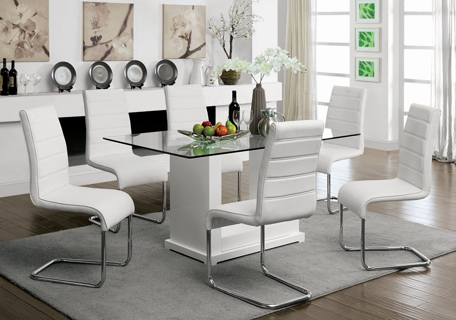 EVA - 7 Pc. Dining Table Set - CM3917T-7PC-8371WH