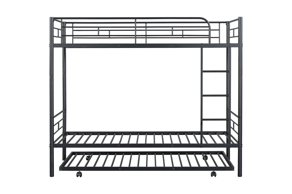 PHILOTUS - Twin/Twin Bunk Bed (K/D) + Trundle, Black - FM-BK906BK-TT