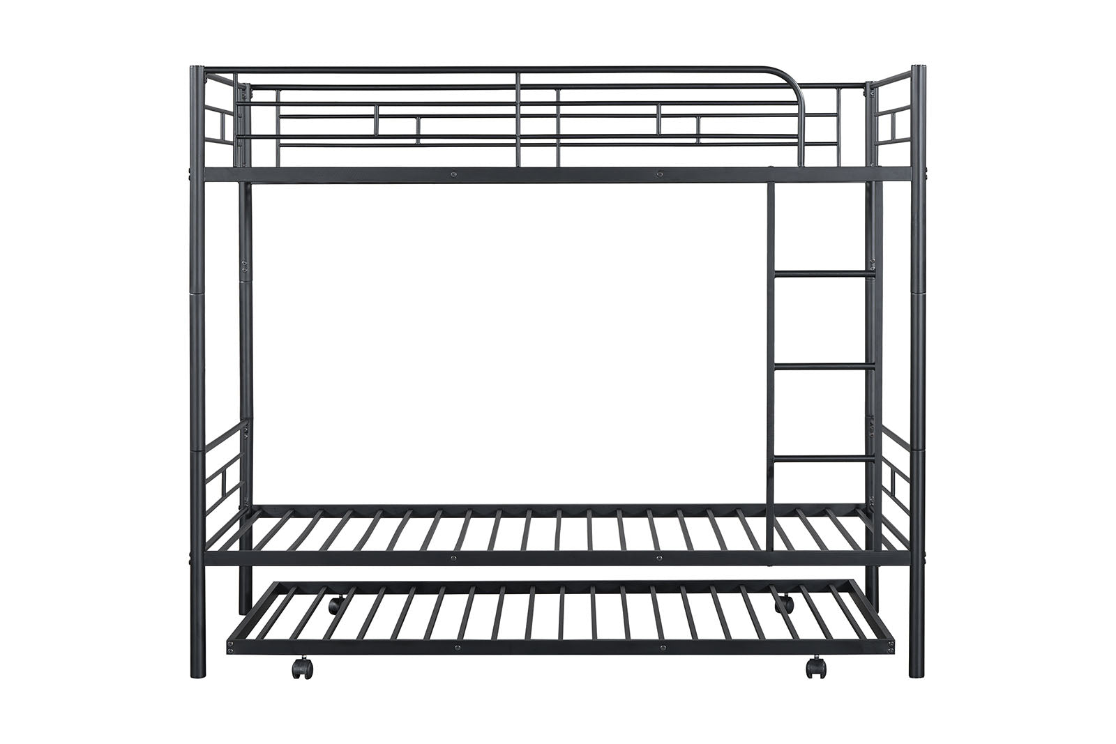 PHILOTUS - Twin/Twin Bunk Bed (K/D) + Trundle, Black - FM-BK906BK-TT