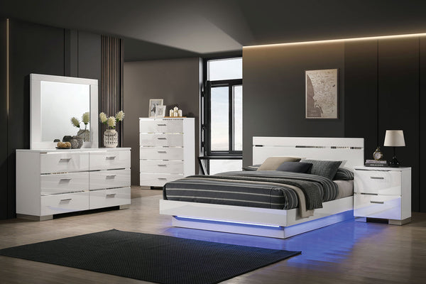 ERLACH - E.King Bed, White/Chrome - FOA7189WH-EK-BED