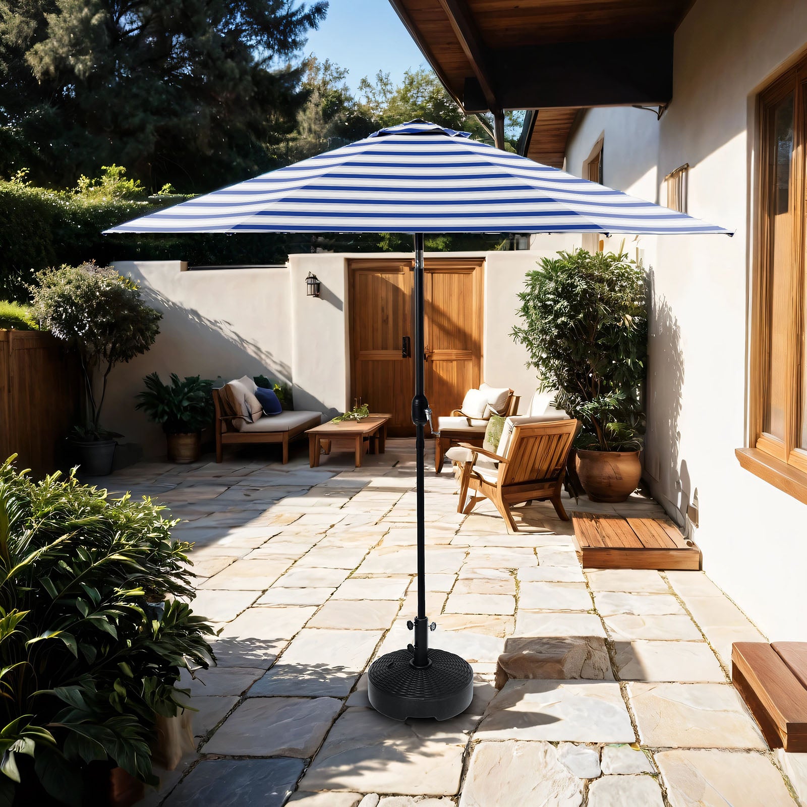 GLAM - Cantilever Umbrella, Blue/White - GM-3003BL