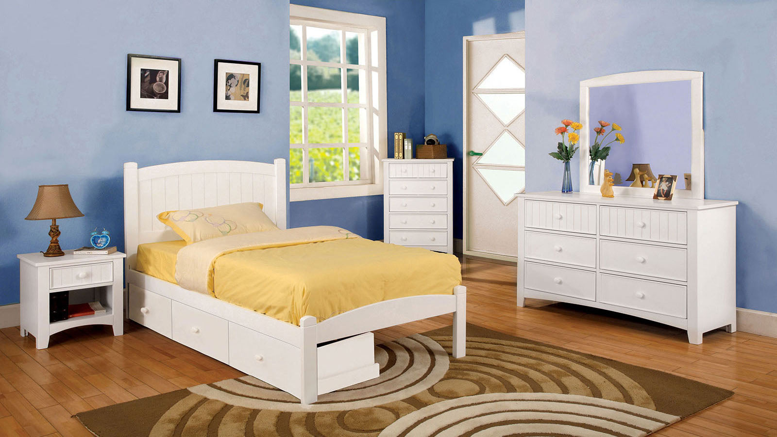 CAREN - 4 Pc. Twin Bedroom Set - CM7902WH-T-4PC