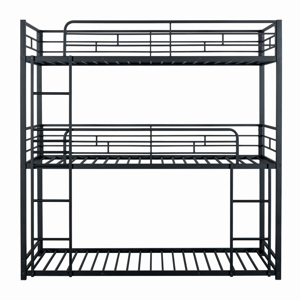 FELGU - Triple Twin Metal Bunk Bed, Black - FM-BK909BK-T-BED