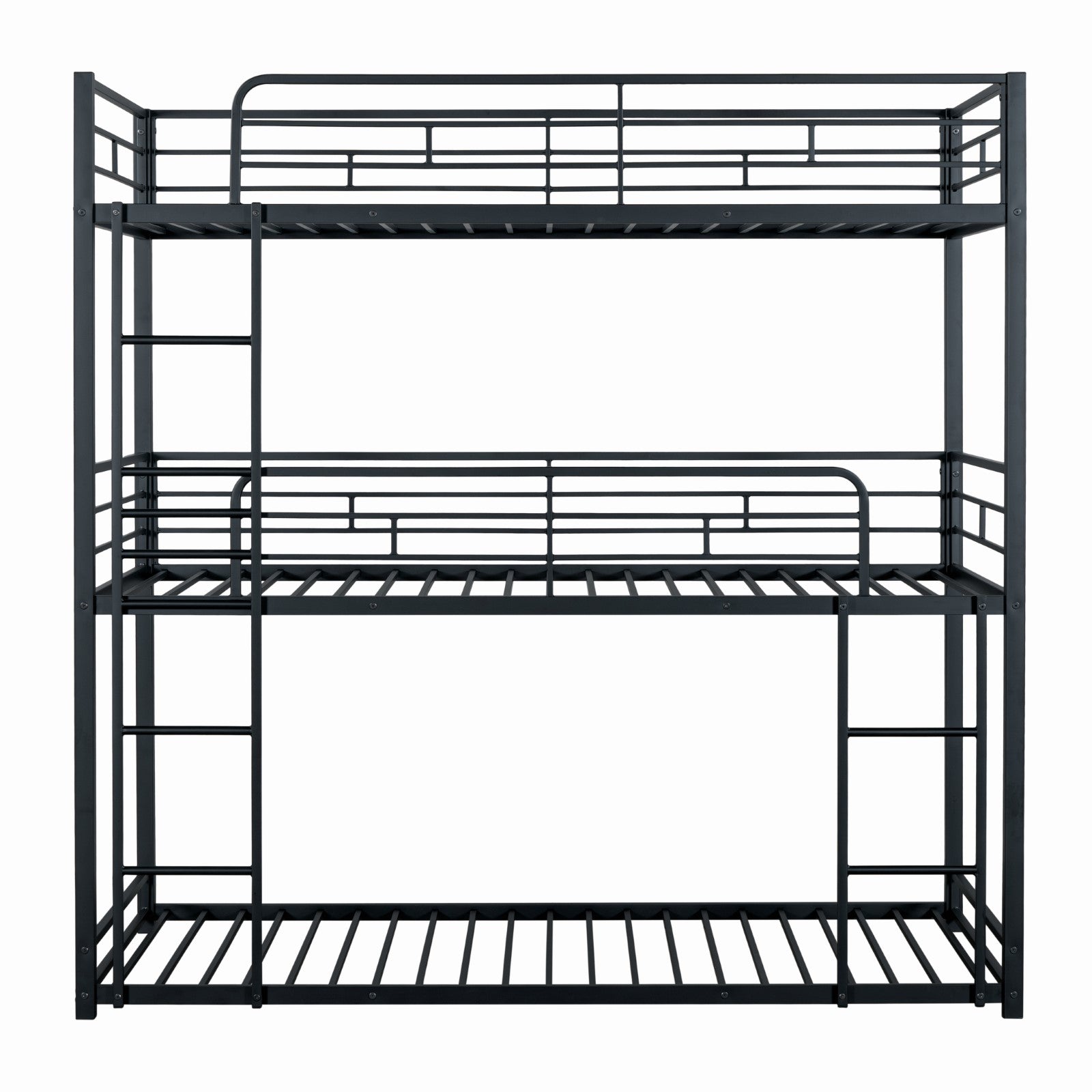 FELGU - Triple Twin Metal Bunk Bed, Black - FM-BK909BK-T-BED