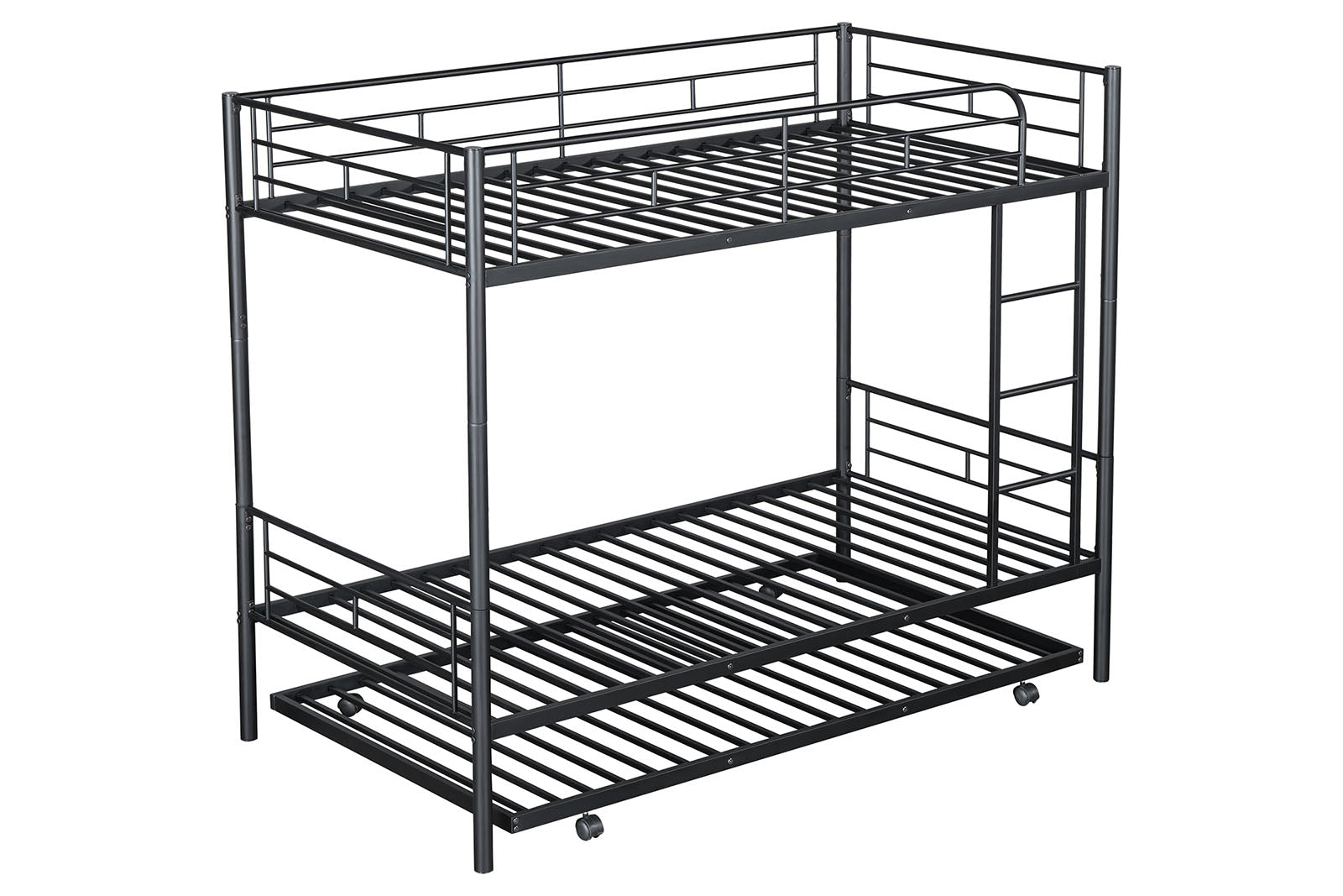 PHILOTUS - Twin/Twin Bunk Bed (K/D) + Trundle, Black - FM-BK906BK-TT