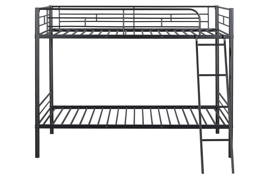 HECTOR - Twin/Twin Metal Bunk Bed (K/D), Black - FM-BK903BK-TT