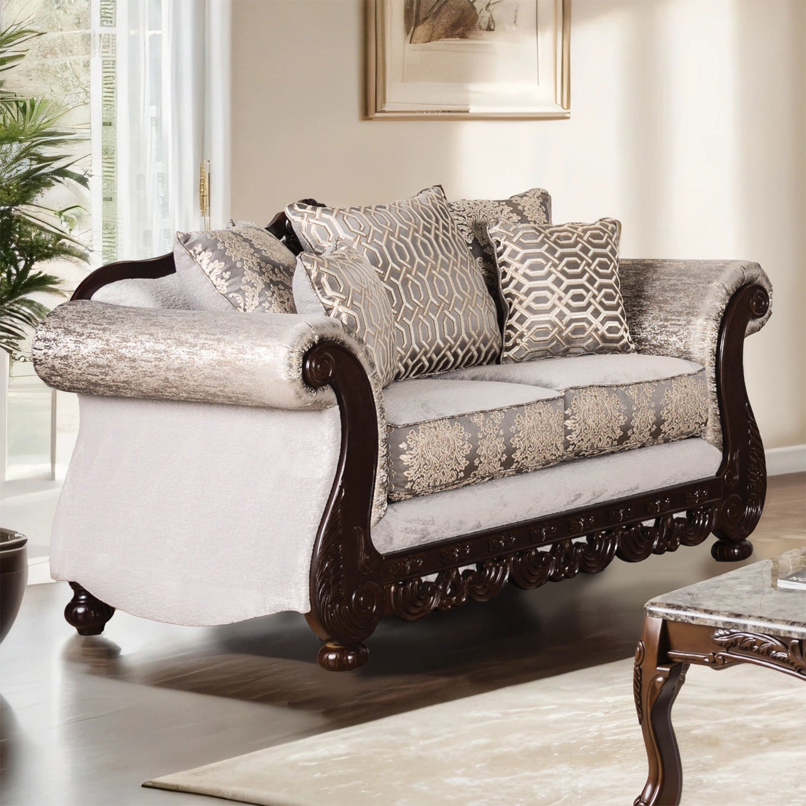 CATALONIA - Loveseat, Beige/Dark Cherry - SM6451-LV