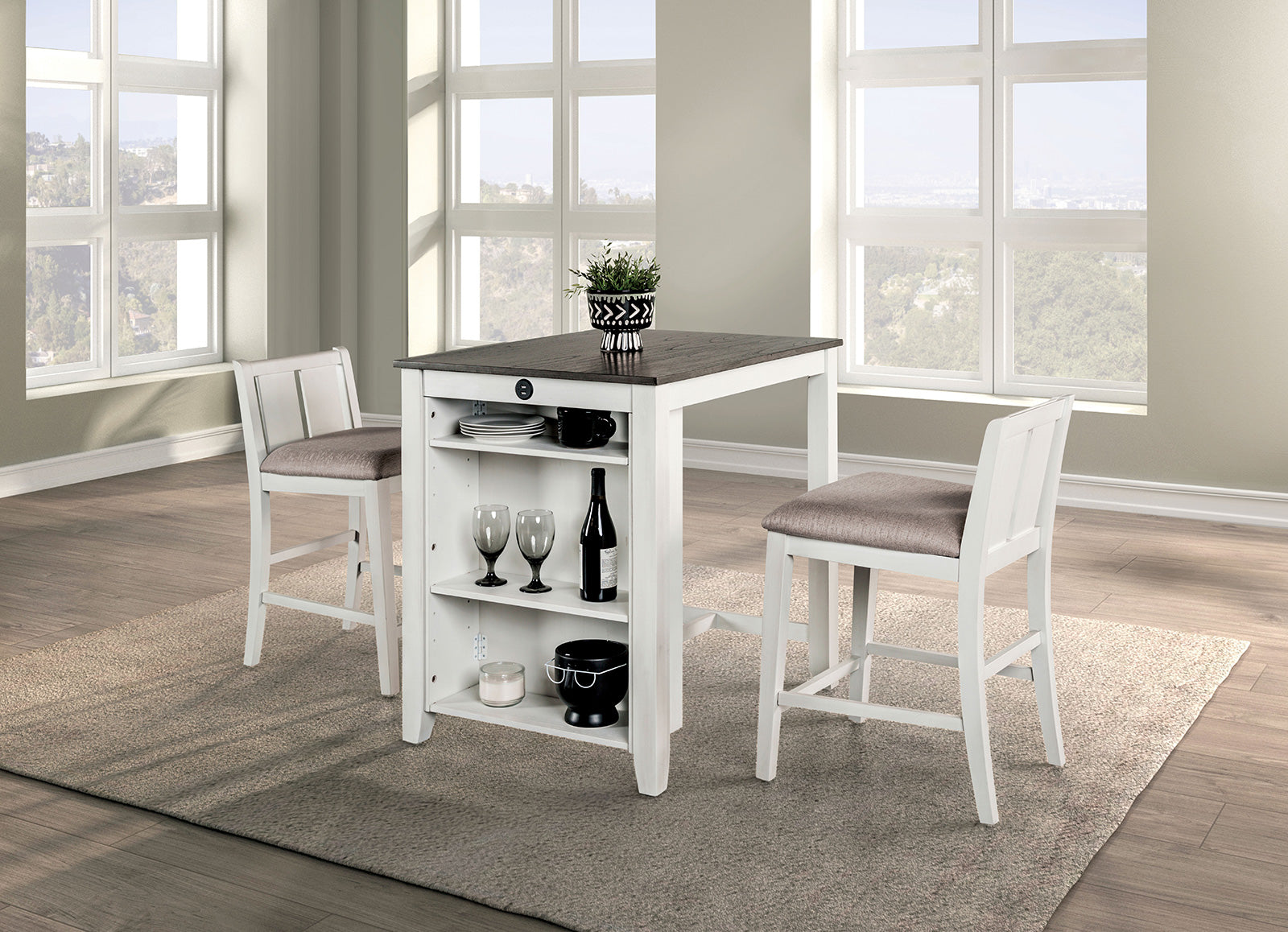 LESCLES - 3 Pc. Counter Ht. Table Set - FM3423WH-PT-3PK