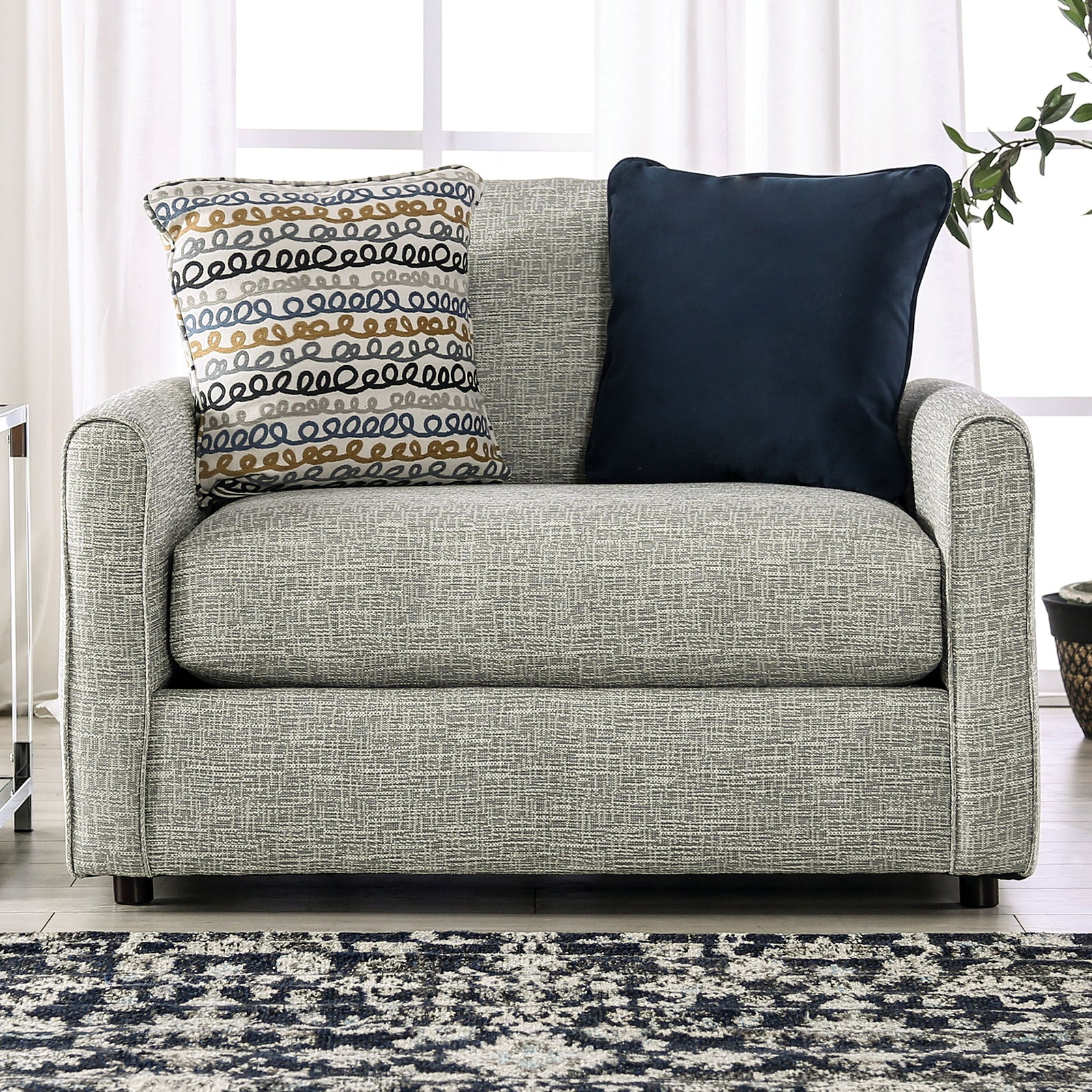 CHANCERY - Chair & Half, Gray/Navy - SM8194-CH