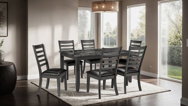 ADIA - 7 Pc. Dinning Table Set, Dark Gray - TM3110T-7PK