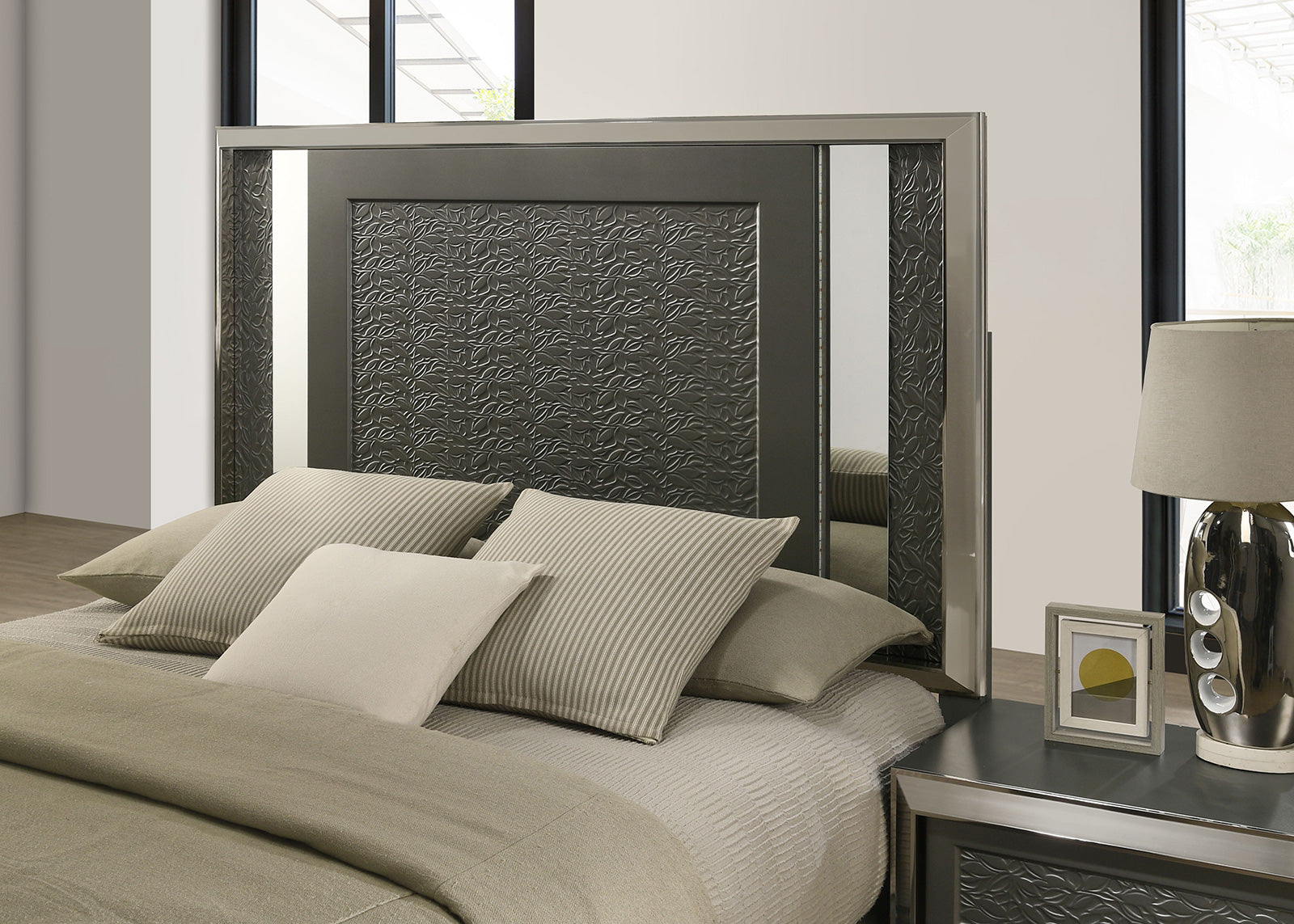 LEYLAND - E.King Bed, Dark Gray - FM7252DG-EK-BED
