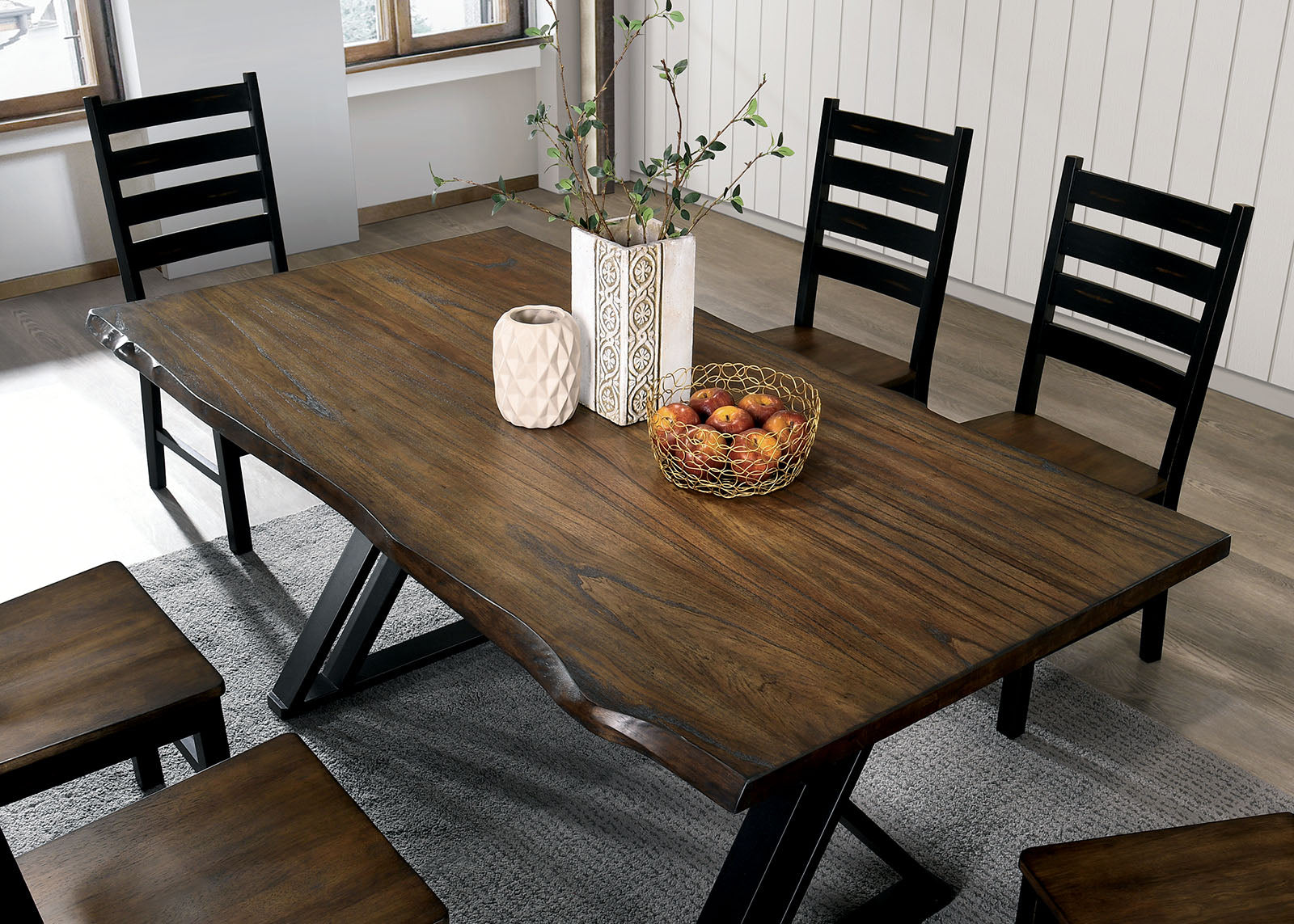 BARBARY - 6 Pc. Dining Table Set w/ Bench - CM3257A-T-6PC-BN