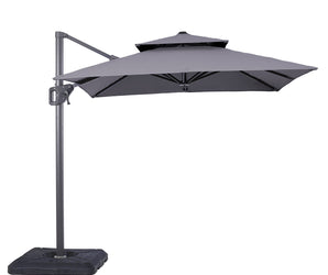 FIDA - 8' Square Umbrella, Double Top, Gray + Base