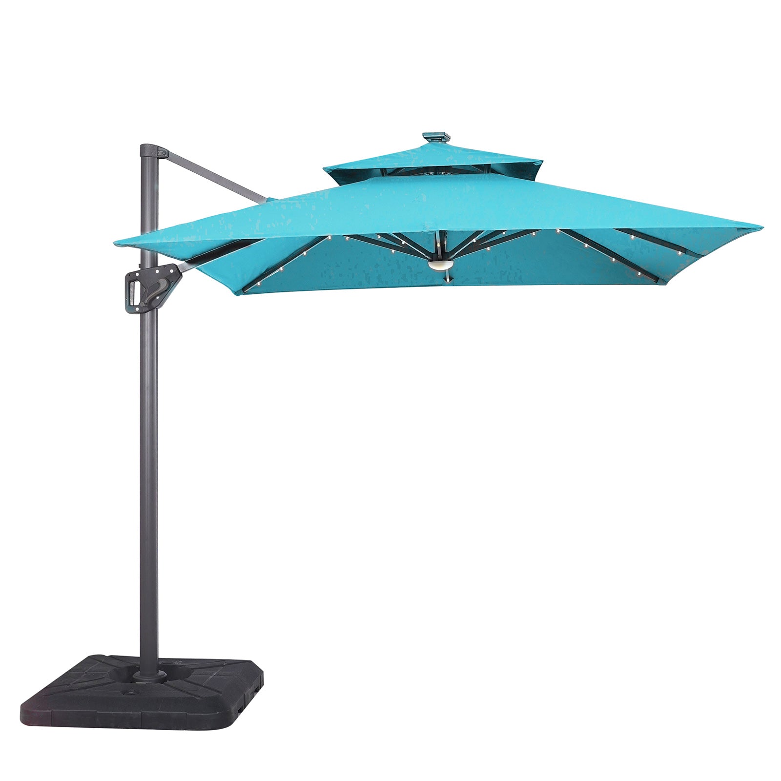 XICO - 8' SQ Umbrella, Double Top, LED Light + Control, Teal - LA-A030TL