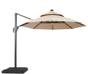 NUTI - 10' Round Umbrella, LED Light, Tan - LA-A031BG