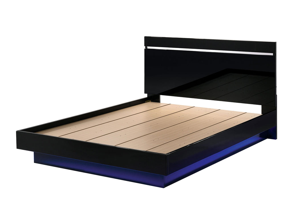 ERLACH - Queen Bed, Black/Chrome - FOA7189BK-Q-BED