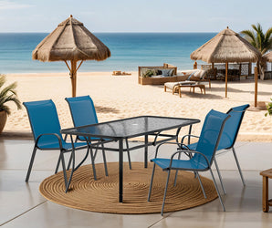 PIERRO - 5 Pc. Outdoor Dining Set, Blue